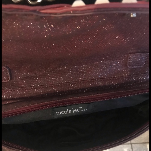 NWOT NICOLE LEE Red Wine Studded BAG - Picture 5 of 7